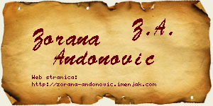 Zorana Andonović vizit kartica